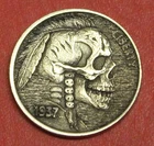 HOBO Buffalo Nickel Indian Skull Made from a Real US Buffalo Nickel