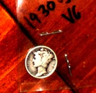 1930  SILVER MERCURY DIME - GRADES "VERY GOOD"