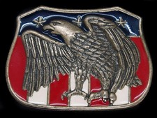UC03123 VINTAGE 1970s  BALD EAGLE  USA PATRIOTIC SHIELD  BELT BUCKLE