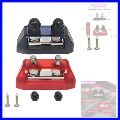 2PCS 5/16'' M8 Bus Bar Power Distribution Block, 250A 48V DC Dual Stud Bus Bar...