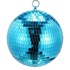 NIB Blue 8" Glass Mirror Disco Ball Reflective Hanging Decoration Party Decor