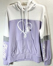 No Boundaries Juniors Lilac/White Faith Hoodie Sweatshirt Large  16002A