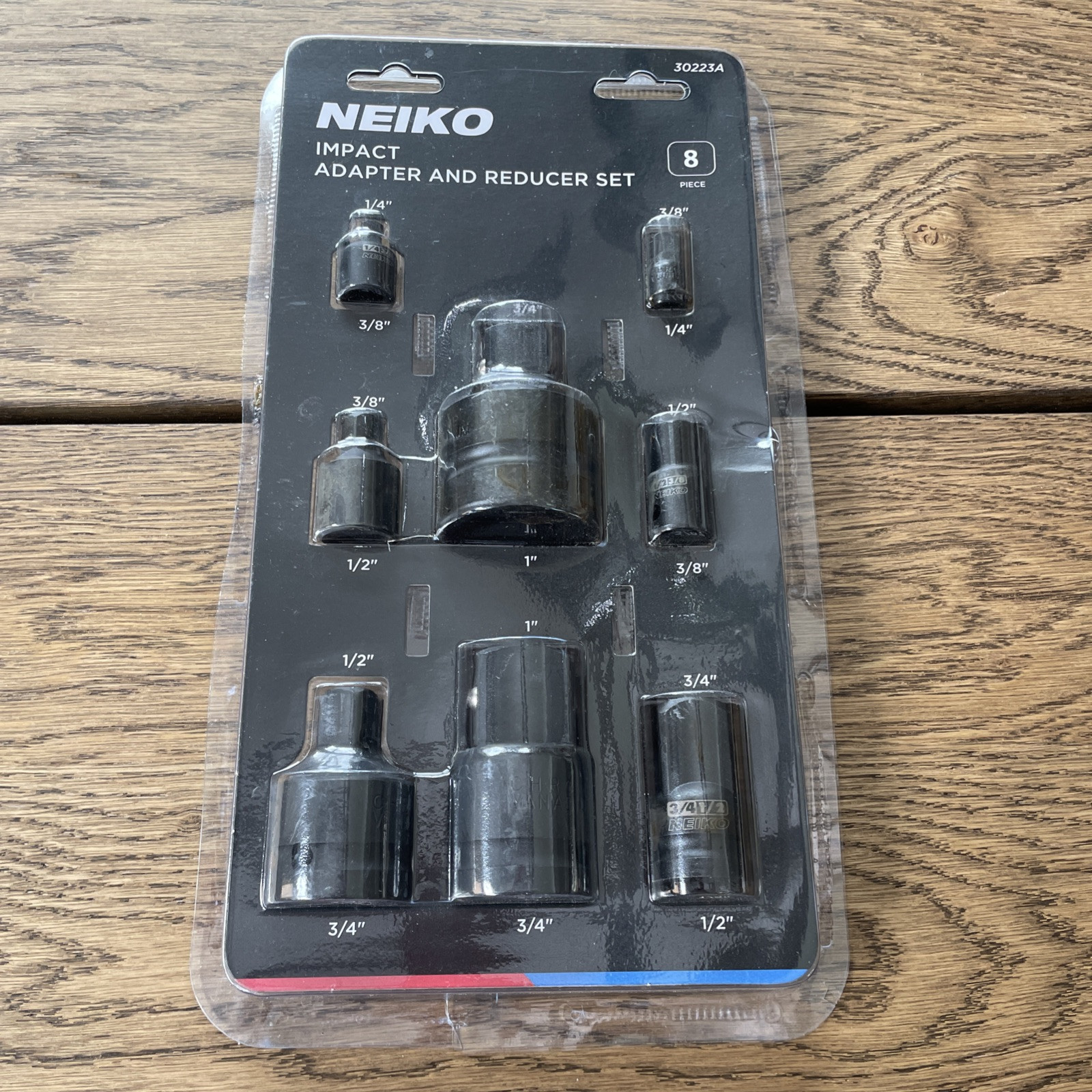 Neiko 30223A Impact Adapter and Reducer Set, 8 Piece | Cr-V | SAE