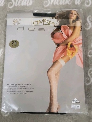 Omsa Design Fashion Hold Up Stockings Size 4