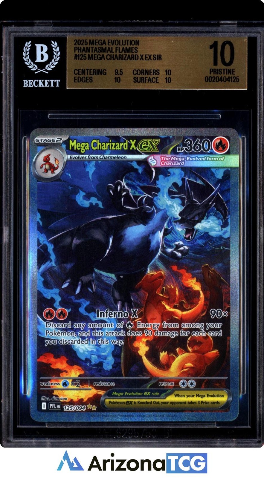 Pokemon 2025 Mega Charizard X ex 125/094 SIR Phantasmal Flames PRISTINE BGS 10