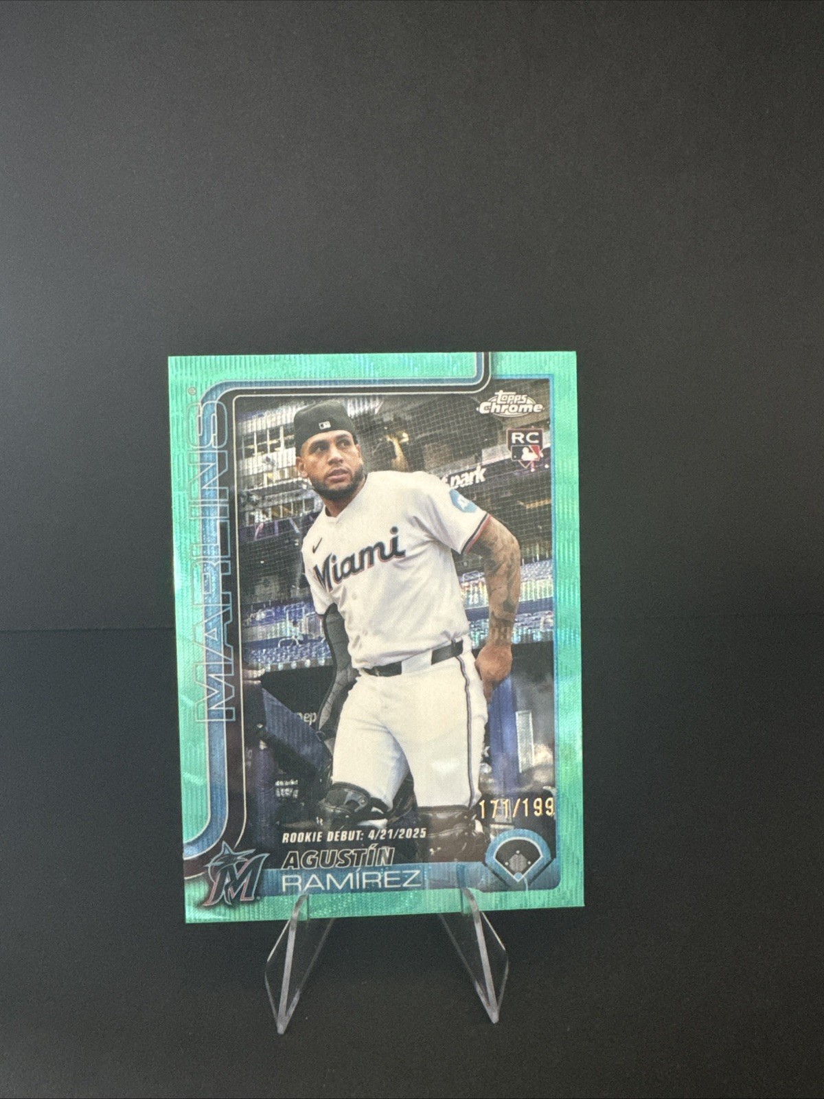 2025 Topps Chrome Update Agustin Ramirez Aqua Rookie Debut Wave /199 RC