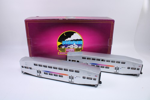 Juego de 2 vagones de pasajeros Bombardier binivel calibre O MTH 20-66205 NJ Transit | Condition: Used
