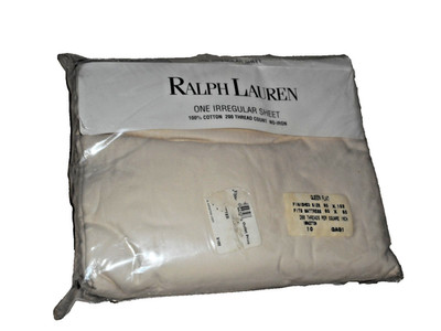 Ralph Lauren MYA Jacquard Cream Cotton Queen Flat Sheet Irregular 200 Thread ct