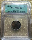1899 Indian Head Cent graded as PR62 BN (Proof 62 Brown) by the International...