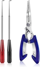 Fish Hook Remover Tool & Fishing Pliers Kit – 2 Stainless Steel Hook Removers +