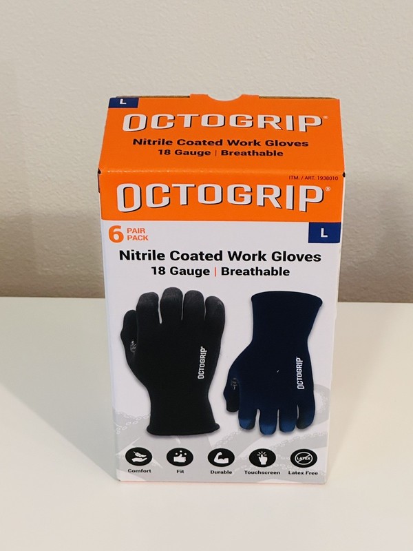 work gloves octogrip 18 gauge nitrile 6pk touchscreen compatible latex free new