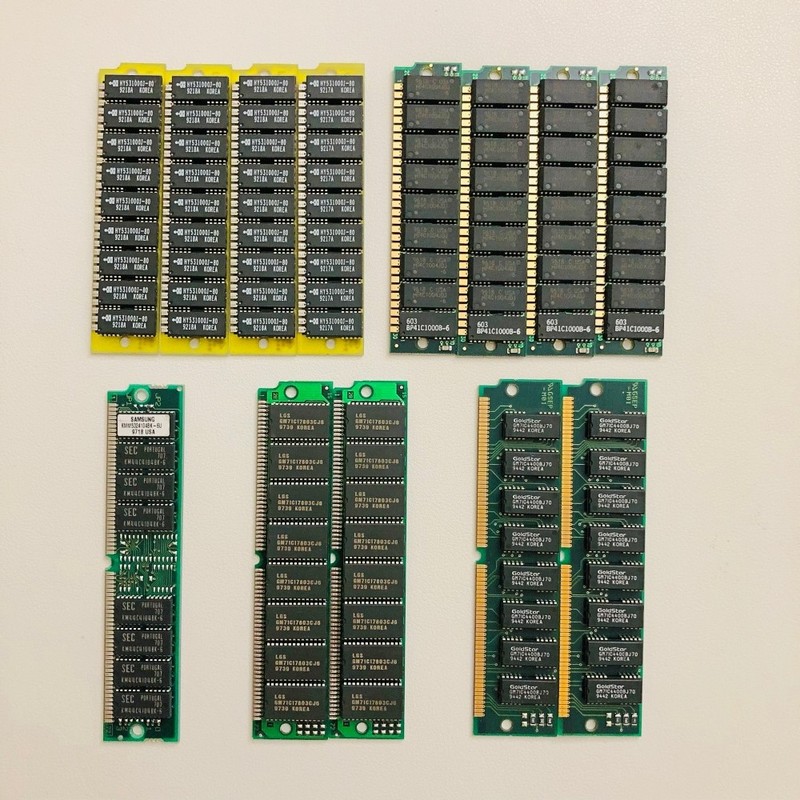 30 pin, 72pin Memory and Cache Memory for Vintage 386 486 Computer