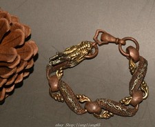 1.3CM Purple Bronze Vergoldet Fengshui Dragon Beast Schmuck Kette Armband