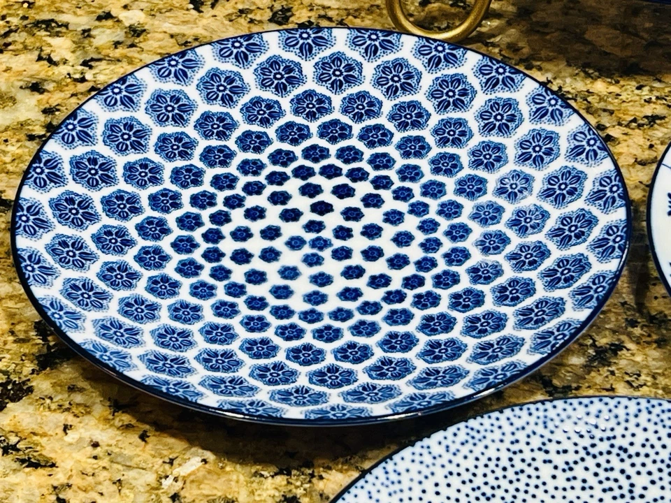 IKEA Suecia “ENTUSIASM” Placas Laterales Muti Patrón/Azul Juego de (4) 7" EX Estado Foto 4 de 4