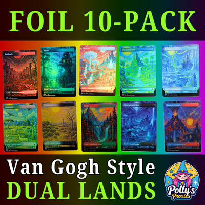 Dual Lands Set 10-Pack FOIL Proxy Cards Custom Van Gogh Style Art