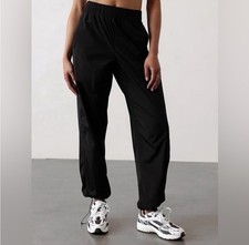 Athleta NEW Rise Pant Black Nylon Loose Fit Track Pants Size Medium