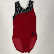 GK Elite Gymnastics Dance Leotard Velour Child Small CS Girls Red Black