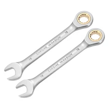 2pcs 18mm Ratcheting Combination Wrench Ratchet Box Ended Open End Spanner