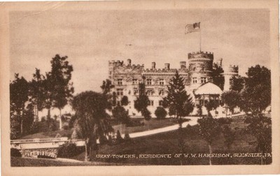 Glenside, PA Gray Towers, Residence of W.W. Harrison Postcard Posted 1924