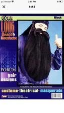 Beard 18" Long Synthetic Fiber Costume Beard W/ Attached Mustache