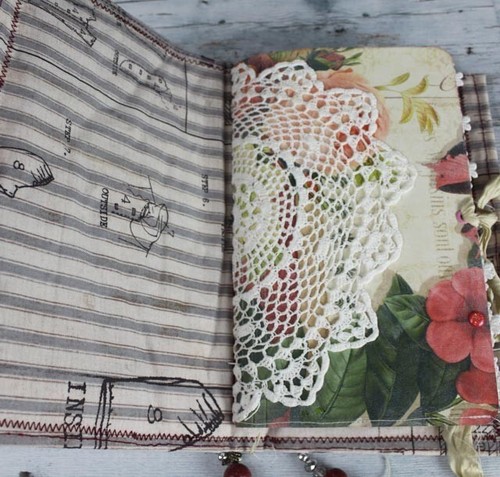Distinctive Junk Journal, PARIS, 6 x 9, Beaded Tassels, Fabric Softcover - Picture 5 of 14