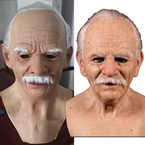 Halloween Old Man Headgear Realistic Latex Masquerade Full Head Tricky Props US - Picture 4 of 12