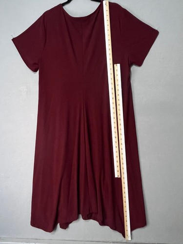 Perceptions Womens Dress 2X Plus Red Wine Fit Flare Surplice Neck Faux Wrap Knot - Picture 14 of 15