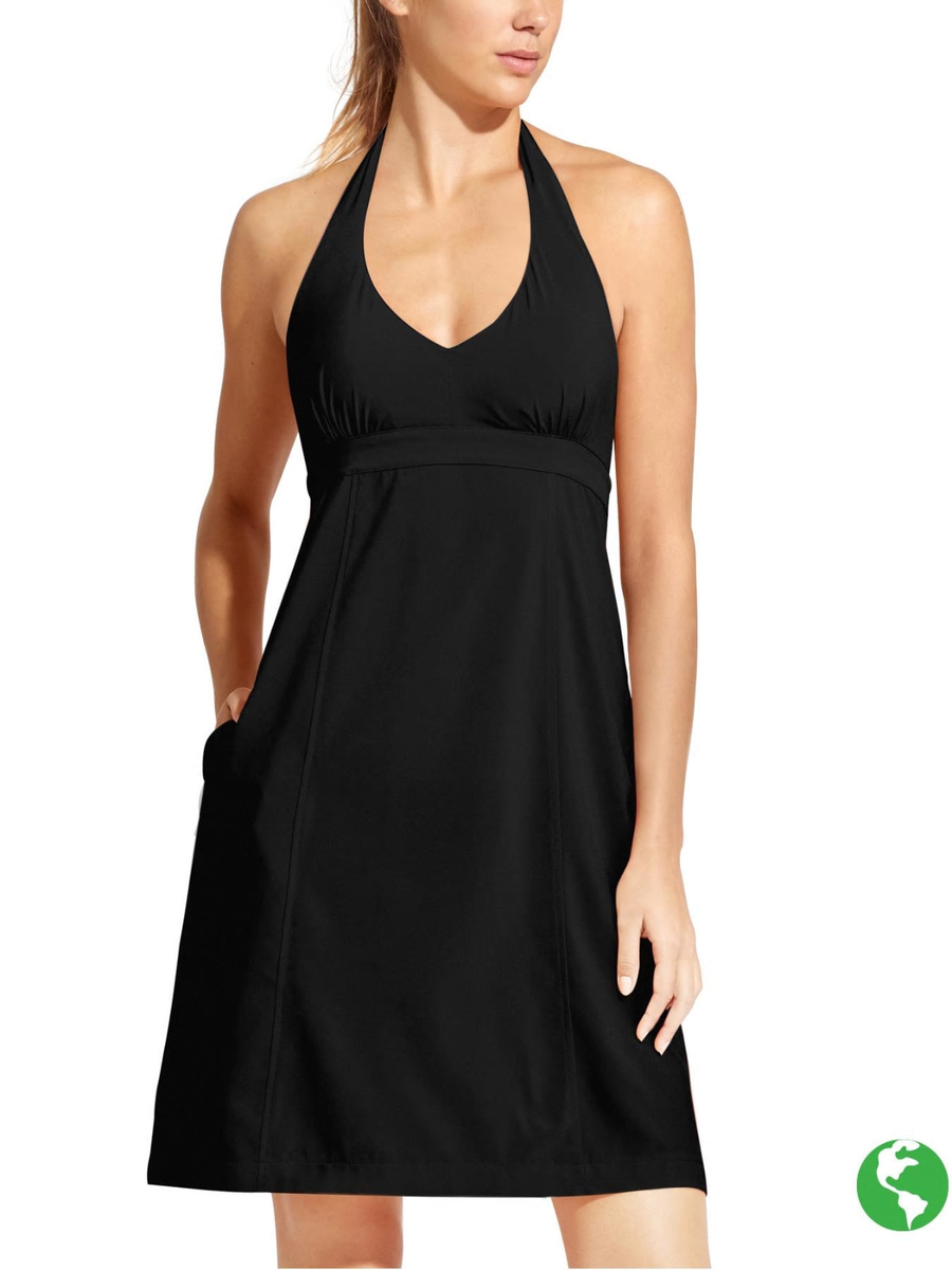 Athleta Pack Everywhere Halter Dress 2, sz 0 Travel Beach Adventure Black |  eBay