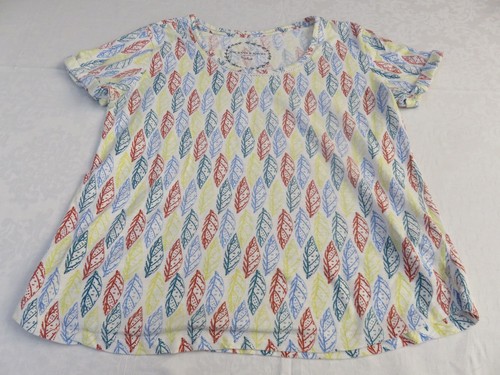 Dickins & Jones 100 % reine Baumwolle Kurzarm Blätter Muster T. Shirt Oberteil UK 12 - Bild 11 von 14