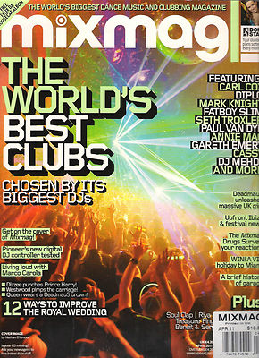 MIXMAG UK April 2011 THE WORLDS BEST CLUBS Marco Carola Techno DJ Clubbing NO CD