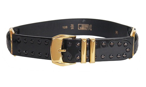 GIANNI VERSACE Vintage Medusa Head Belt Patent Leather Black Size EU 70 US 28 - Picture 3 of 10