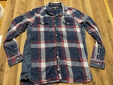 Buffalo by David Bitton Shirt, Men's XL, Red Blue, Plaid, Button Up, Long Sleeve