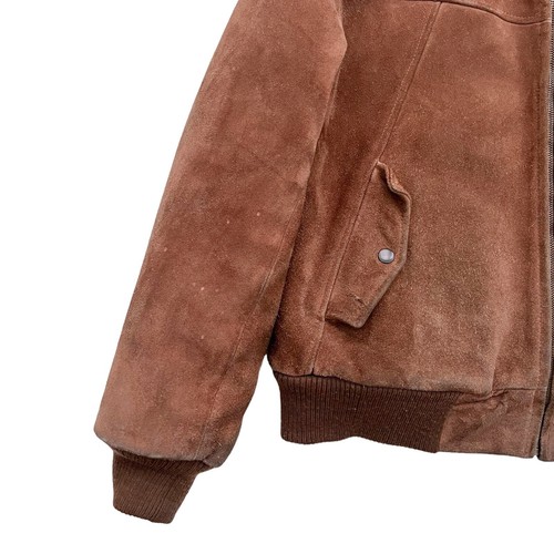 Vintage Saddlery Brown Suede Bomber Sherpa Lined Jacket Mens Size Large - Imagen 6 de 10