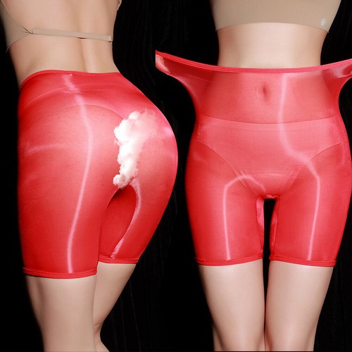 Womens Oil Shiny Glossy Underwear Sexy See Through Panties Boxer Shorts Knickers - Picture 7 of 32