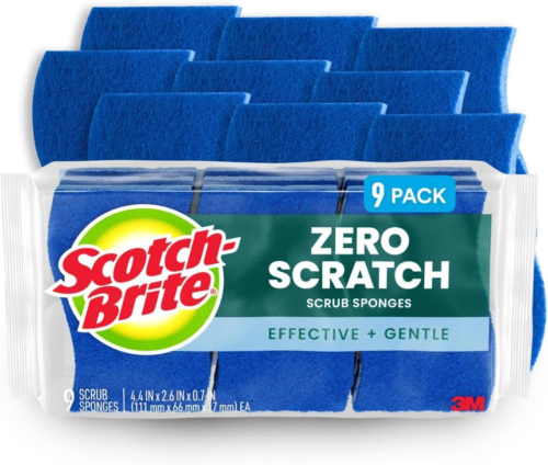 Scotch-Brite Zero Scratch Scrub Sponge, 9 Units per Each