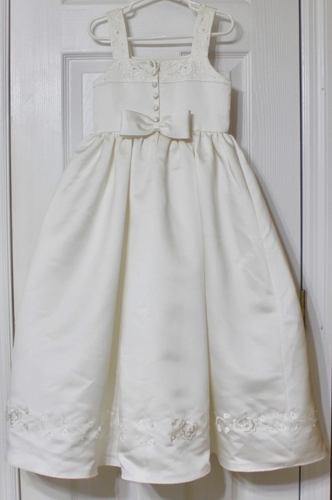Special Occasions Dress Girl Sz 4~BRIDAL ORIGINALS Embroid/Beaded CrinolineSlip - Picture 2 of 4