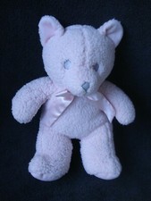 Ms Teddy Inc Pink 14" Teddy Bear Satin Bow Stitched Eyes 2010