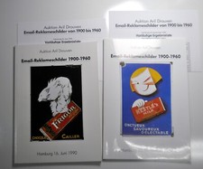 2 x Auktionskataloge alte Emailschilder Aril Drouven Hamburg 1989 u. 1990