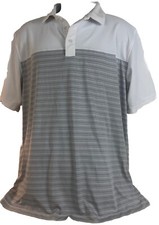 Mens XL Golf Performance Gray White Short Sleeve Polo Pebble Beach