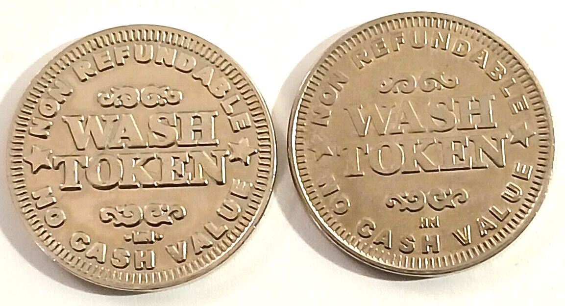 Bush Car Wash Token Lot Of 2 Tri-Cities Washington No Cash Value White ...