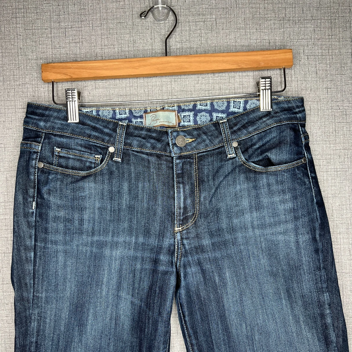 Paige Melbourne Mid Rise Relaxed Premium Denim Dark Wash Denim