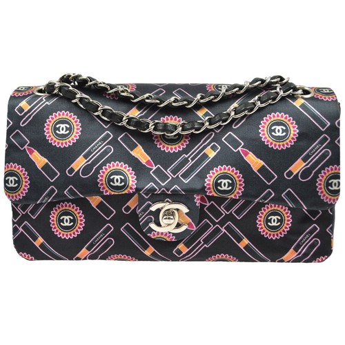 Chanel Black Satin Classic Single Flap Shoulder Bag 120422