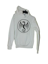 Dragon Themed White Hoodie Sweatshirt Small Men New