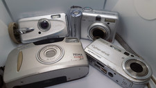 Lot of 4 Untested Digital Film Cameras Canon Sony Pentax Parts or Repair