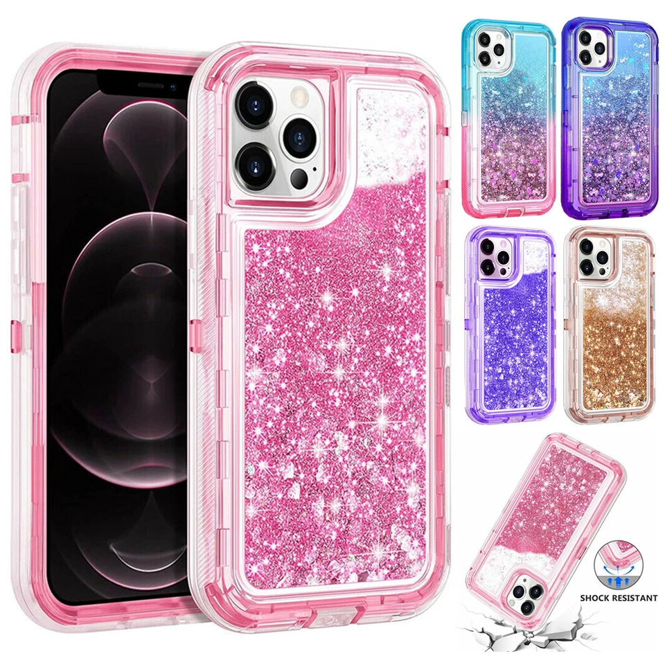 Funda protectora brillante a prueba de golpes para teléfono iPhone 15 14 13 12 11 Pro Max XR 8 Foto 4 de 4