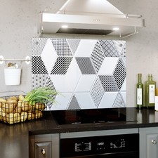 Glass Splashback Kitchen Cooker Patchwork Tiles Pattern ANY SIZE HOLES FIXINGS