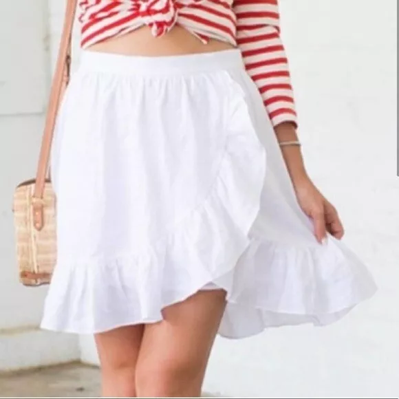 White linen ruffle clearance skirt