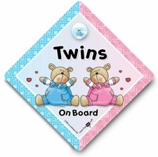 Twins On Board Car Sign, Baby On Board Sign, Suction Cup Car Sign, One of Each