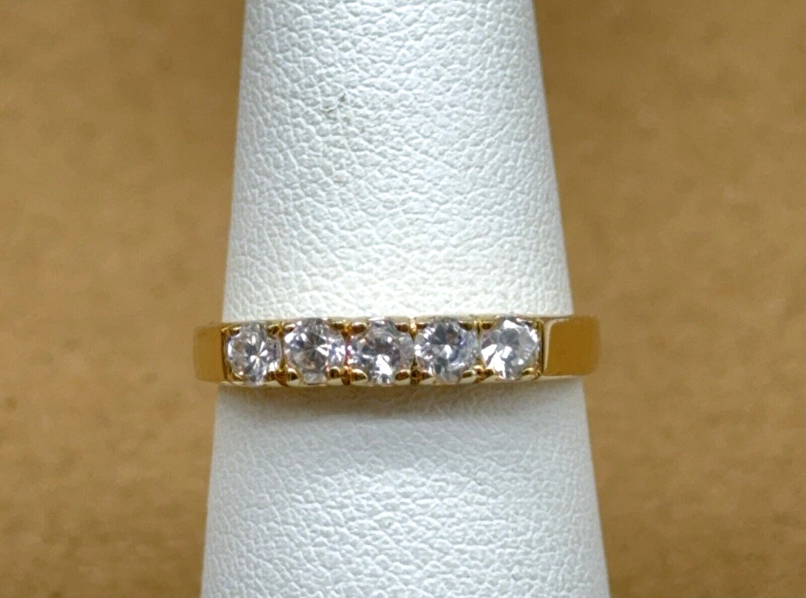 Crystal Rhinestone Ring Gold Tone Stackable 1/4 E… - image 1