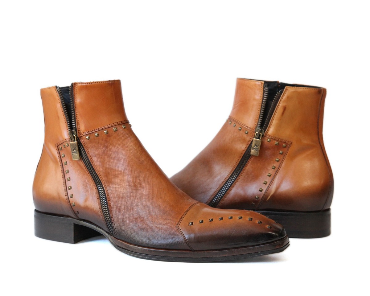 Jo Ghost 3516 Italian Cognac Lazer Print Leather Boots W  display picture 3